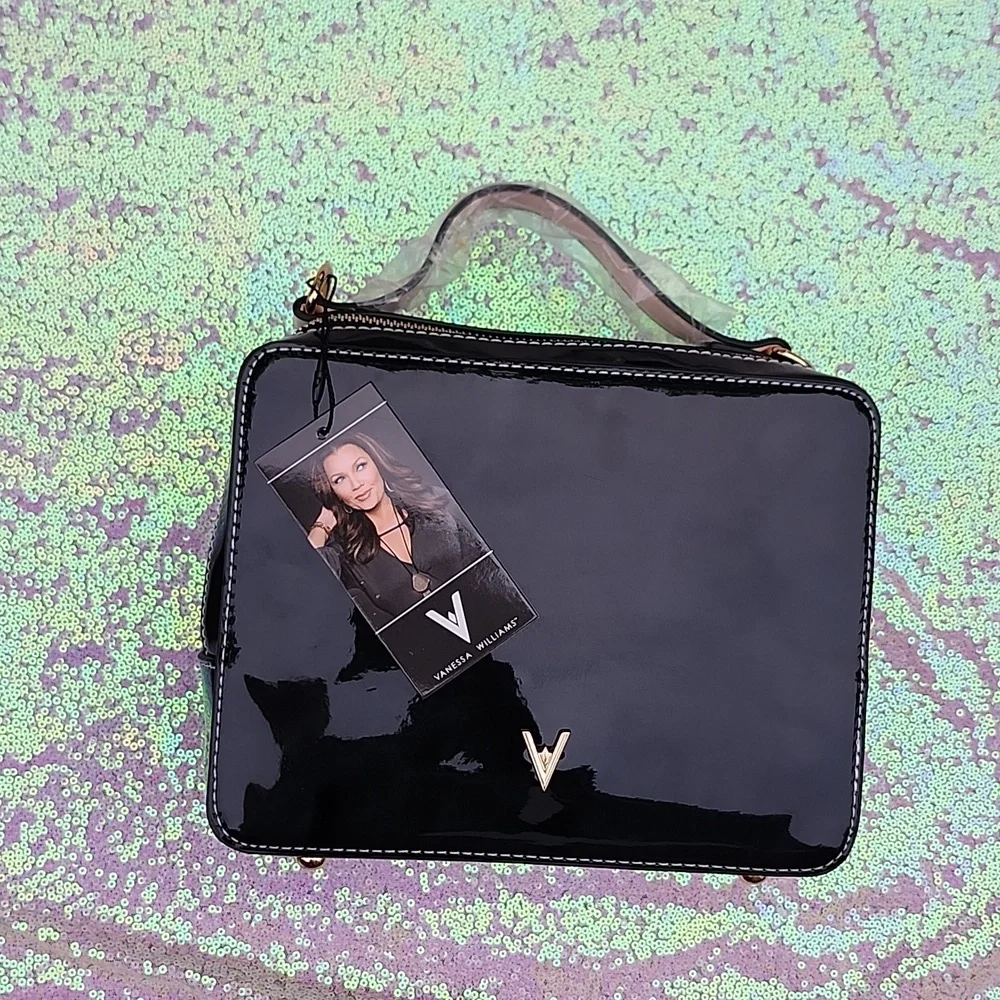 Vanessa Williams Black Patent Leather Camera Handbag NWT!!